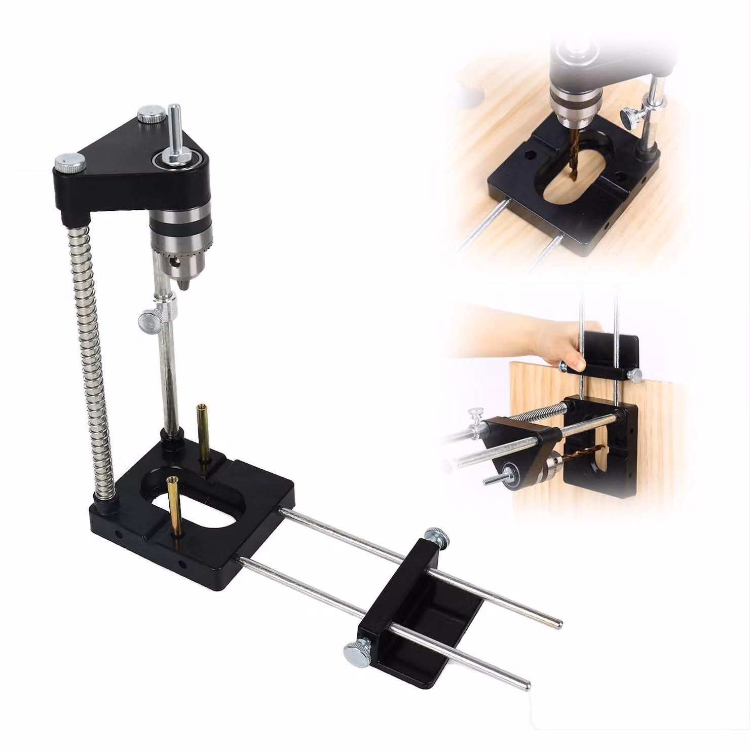 Omgoods - Supporto per trapano, morsetto regolabile per trapano, colore nero