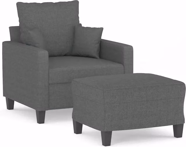 Poltrona | Sedia Relax con Poggiapiedi Grigio Scuro 60 cm in Tessuto