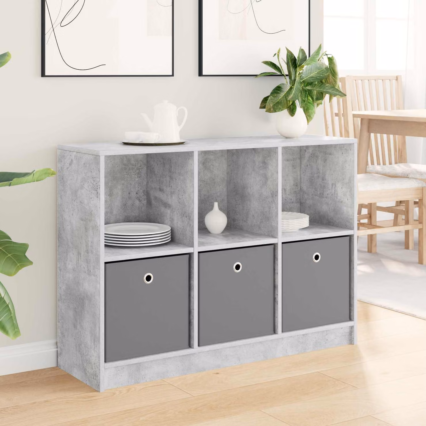 Credenza minimalista vidaXL in grigio cemento, L 102 x P 32 x H 73,5 cm