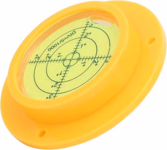 Livella a bolla di precisione - Bolla sferica - Calibrazione di precisione - Fori di montaggio - 90x17 mm - Giallo