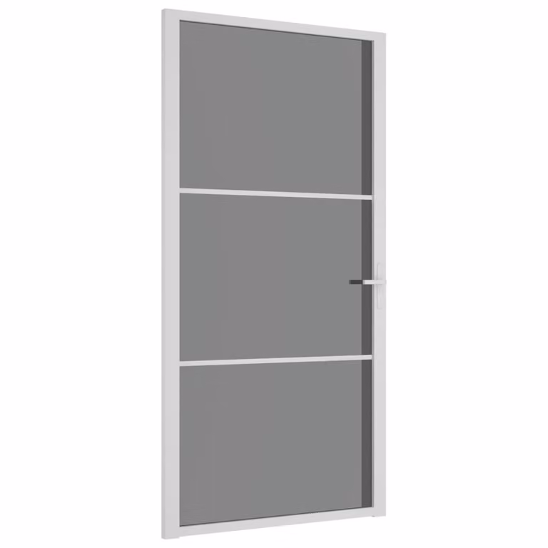 Porta Interna 102,5x201,5 cm Bianca in Vetro ESG e Alluminio