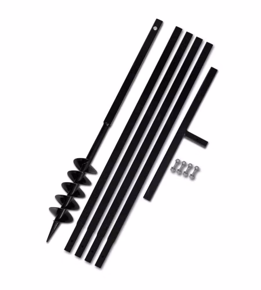 vidaXL Trapano da terra manuale in acciaio nero con manico e tubo di prolunga da 5 m, diametro 100 mm – 2