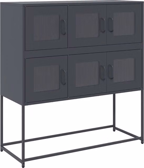 Credenza | Madia | Buffet da pranzo | Armadio da pranzo Antracite 100,5x39x107 cm in Acciaio Laminato a Freddo