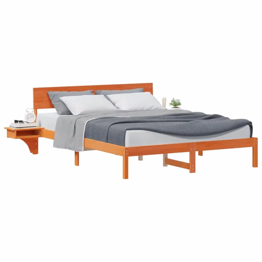 Struttura del letto in pino massello vidaXL, Marrone cerato, L/P/H: 160 x 200 x 233,5 cm – 2