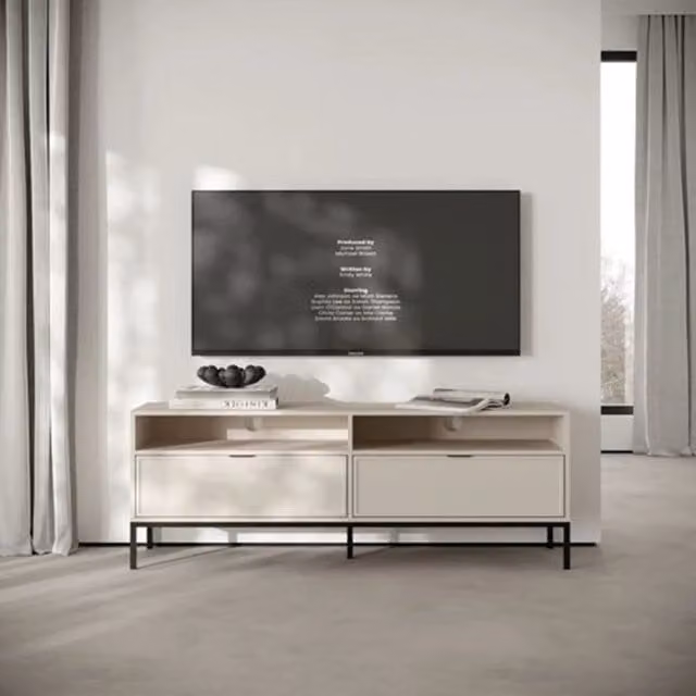 Liloraba, Mobile Porta tv 2 Cassetti, 150x40x60h cm Beige