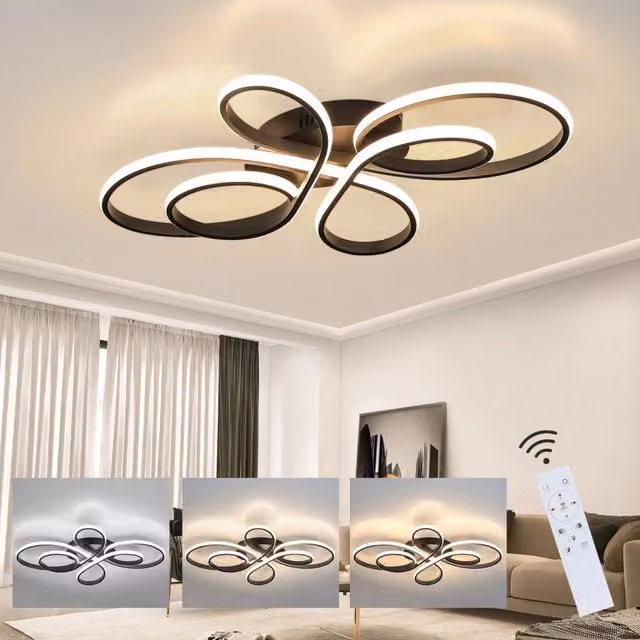 ZMH Lampada da soffitto LED moderna e dimmerabile con design organico, 90W, colore nero o bianco – 1