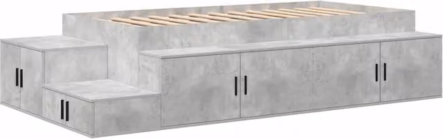 Letto singolo | Letto per adulti | Struttura letto con contenitore Grigio cemento 75 cm