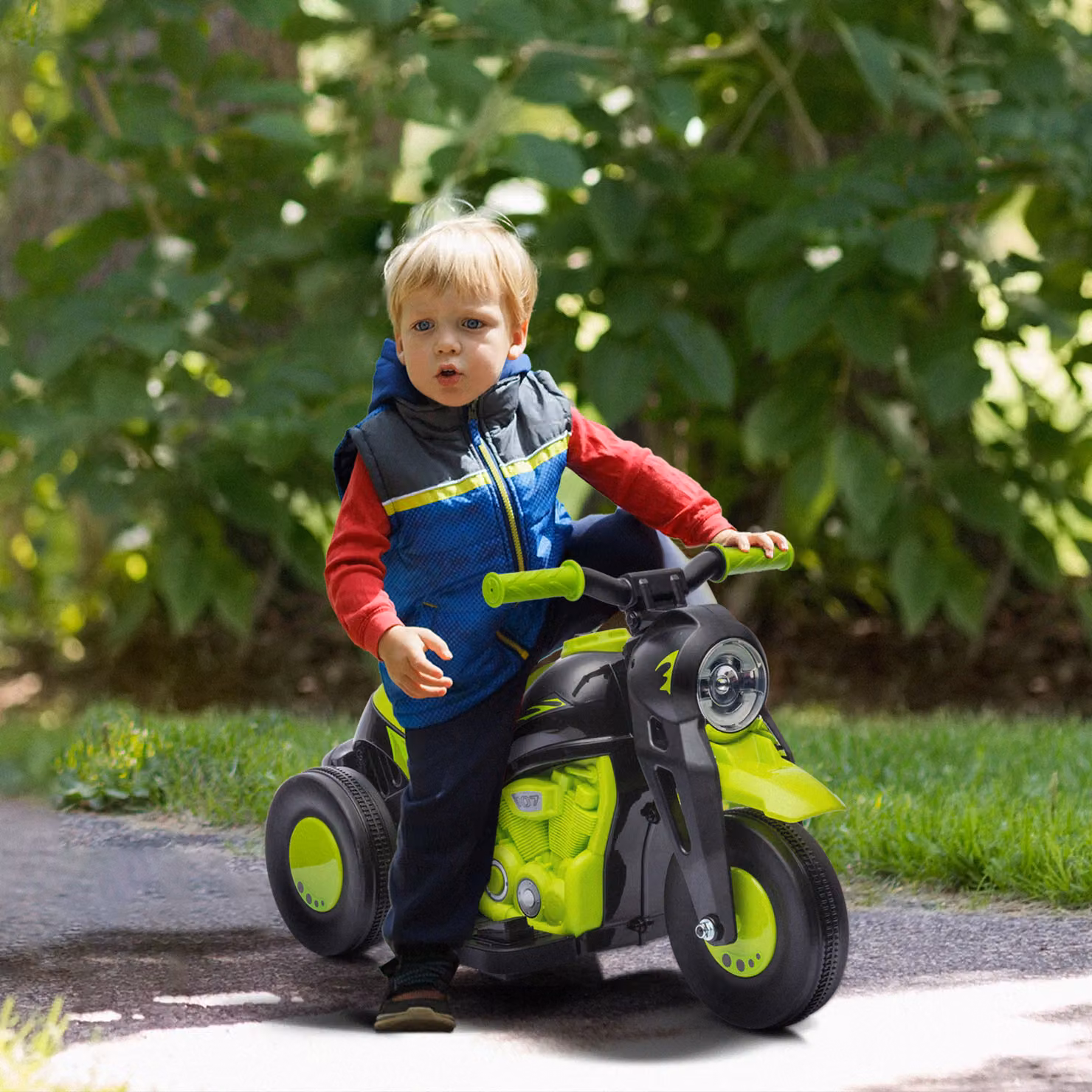 Moto Elettrica AIYAPLAY per Bambini 2-5 Anni con 3 Ruote, Effetti Luminosi, Sonori e Funzione Bolle, Verde – 2