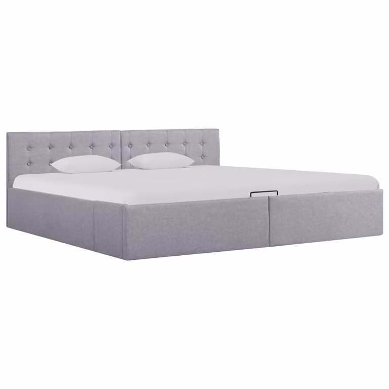 The Living Store Letto contenitore Idraulico Tessuto grigio chiaro 180×200 cm