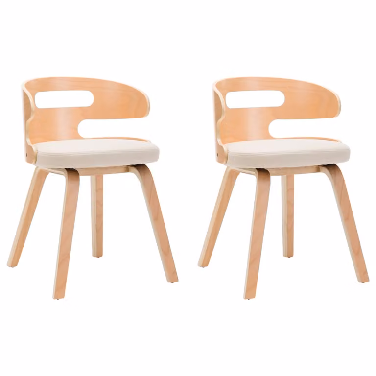 Sedie da Pranzo 2 pz in Legno Curvato e Pelle finta Crema