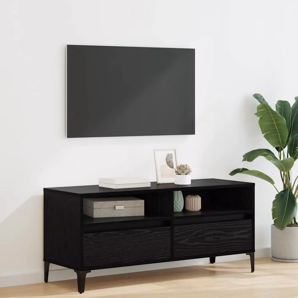 Mobile TV con cassetto vidaXL in stile rustico, colore nero, L 100 x P 34,5 x H 44,5 cm