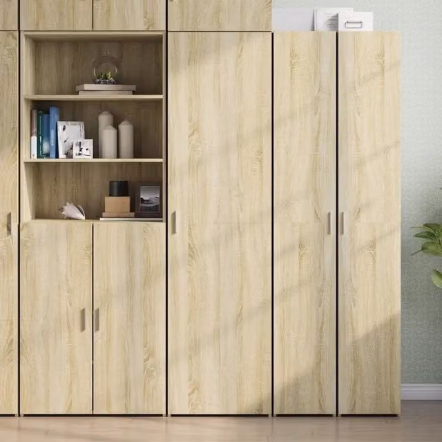 Credenza moderna vidaXL in MDF beige, sospesa a parete, L 50 cm x P 42,5 cm x H 185 cm