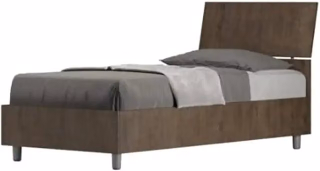 Letto singolo contenitore 80x200 testata inclinata noce Demas