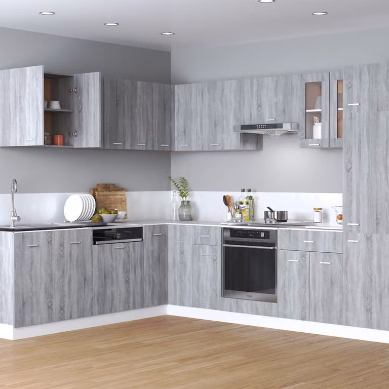 The Living Store Parete attrezzata Grey Sonoma 60x31x60 cm Materiale legno