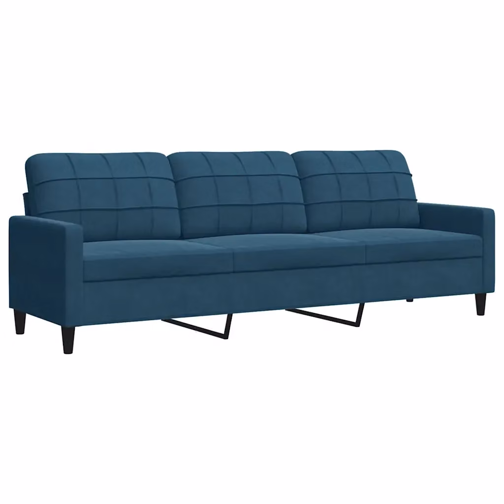 Divano a 3 posti moderno vidaXL in velluto blu con struttura in metallo L: 226 cm, P: 80 cm, H: 77 cm – 2