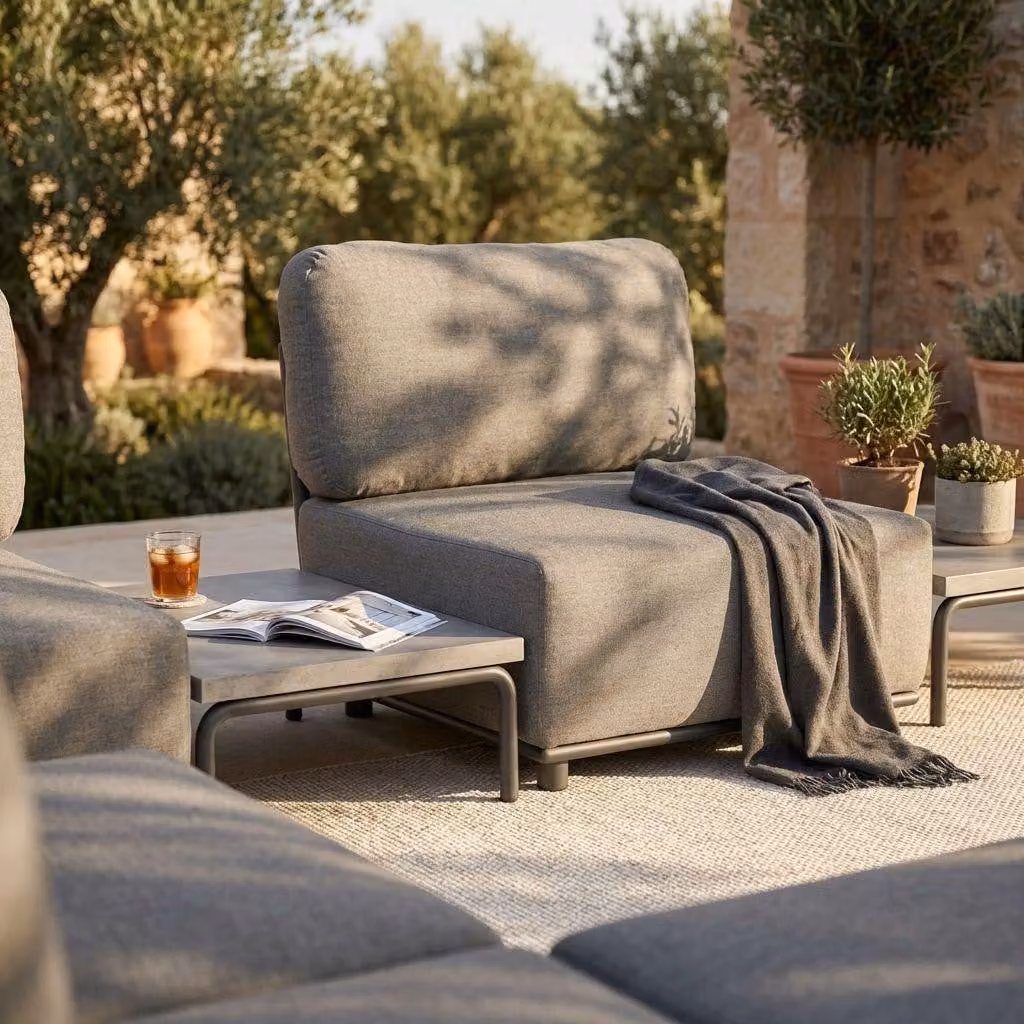 Milani Home - poltrona centrale modulare, alluminio e textilene e poliestere, modulare componibile, antracite