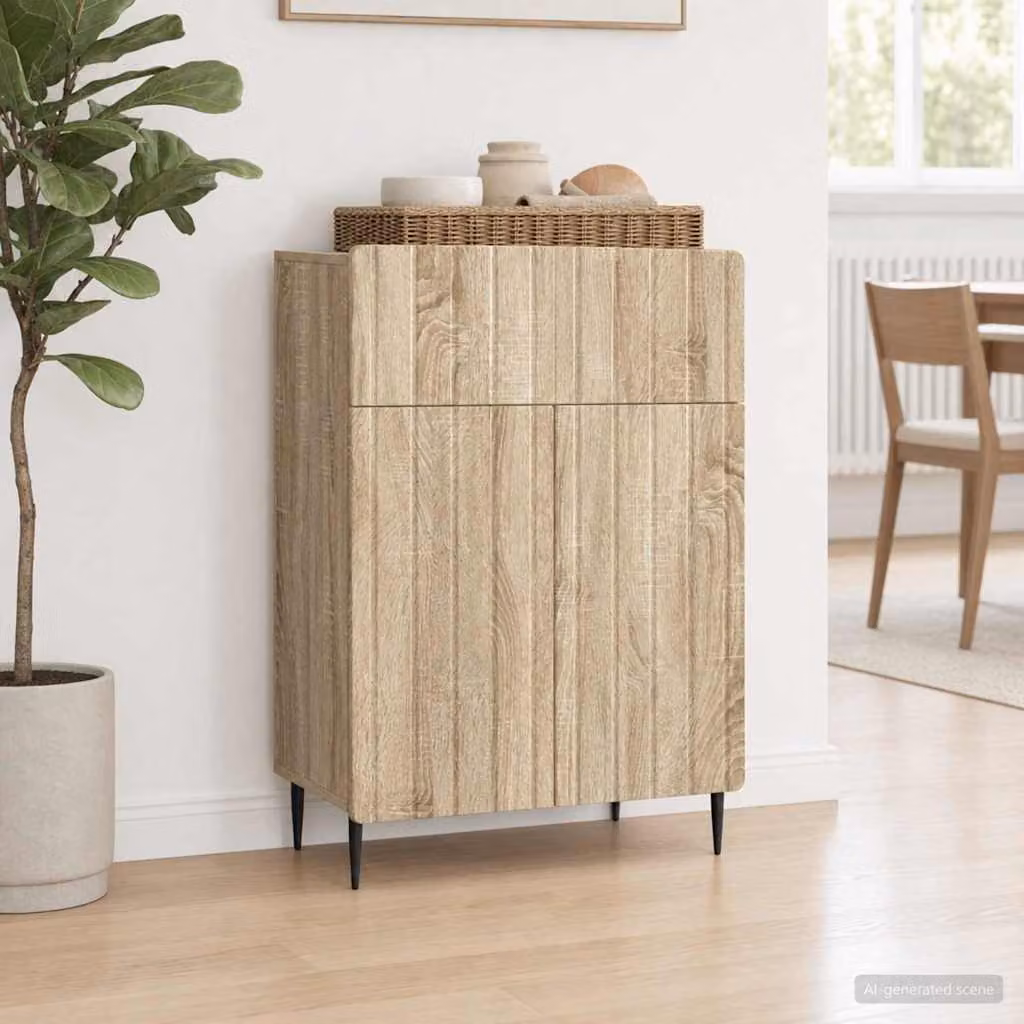 Credenza moderna vidaXL in legno ingegnerizzato color rovere sonoma marrone L: 66 cm, P: 34,5 cm, H: 92 cm