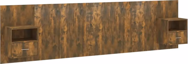 Testiera | Testata Letto con Comodini Rovere Fumo in Legno Multistrato