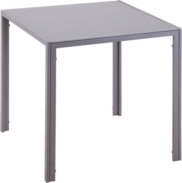 Tavolo da Pranzo Quadrato in Vetro Temperato 6 mm e Metallo Grigio, Tavolo da Cucina Compatto e Moderno per Casa