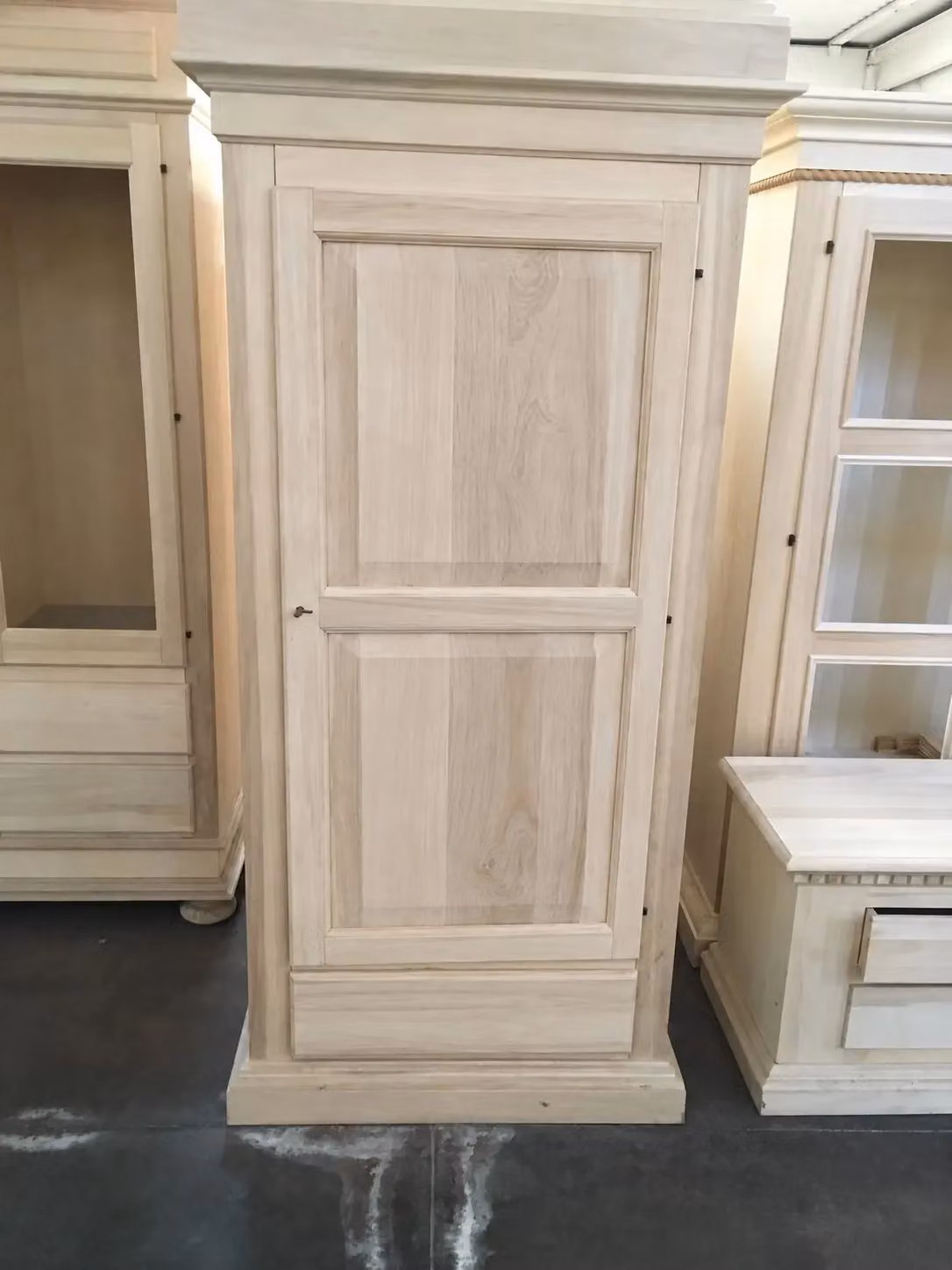 Armadio in legno grezzo Mobili 2G con 1 porta e 1 cassetto L: 96 cm, P: 56 cm, H: 197 cm – 2