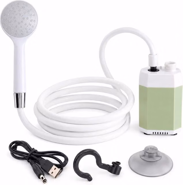 KIT DOCCIA PORTATILE RICARICABILE USB CAMPEGGIO ESTERNO GIARDINO AUTO CASA KE807