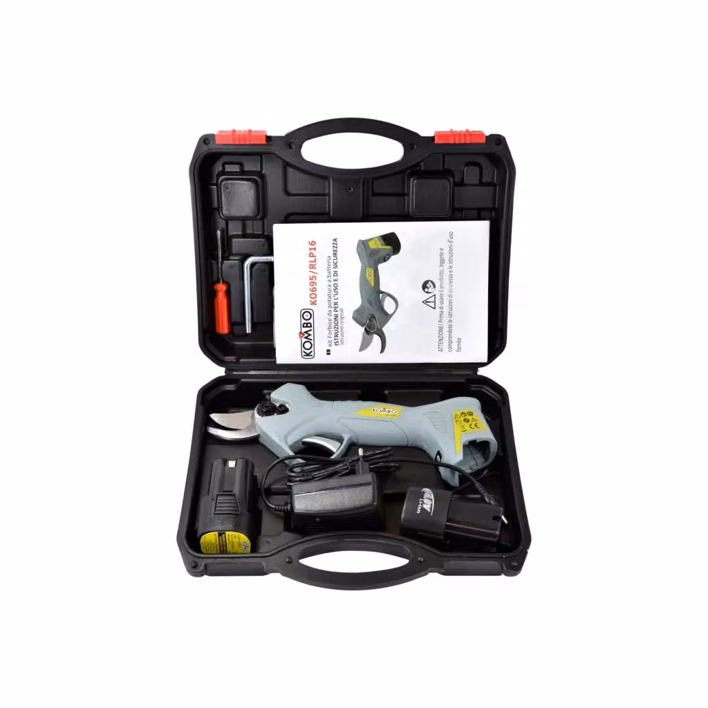 Forbici da Potatura a Batteria KOMBO 7,2V in Acciaio, Colore Bianco e Grigio con Batteria Ricaricabile e Caricatore Rapido – 2