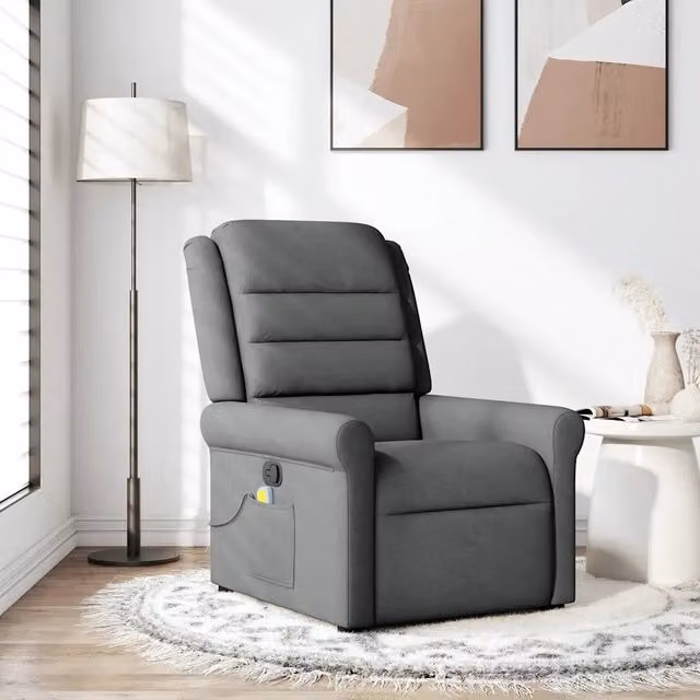 Poltrona relax reclinabile vidaXL in tessuto grigio con braccioli, L: 73,0 cm, P: 91,5 cm, H: 102,5 cm – 1