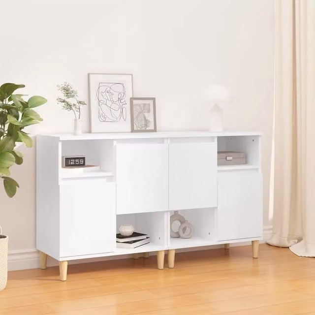 Set di 2 credenze vidaXL bianche in legno con finitura opaca L: 60 cm, P: 35 cm, H: 70 cm