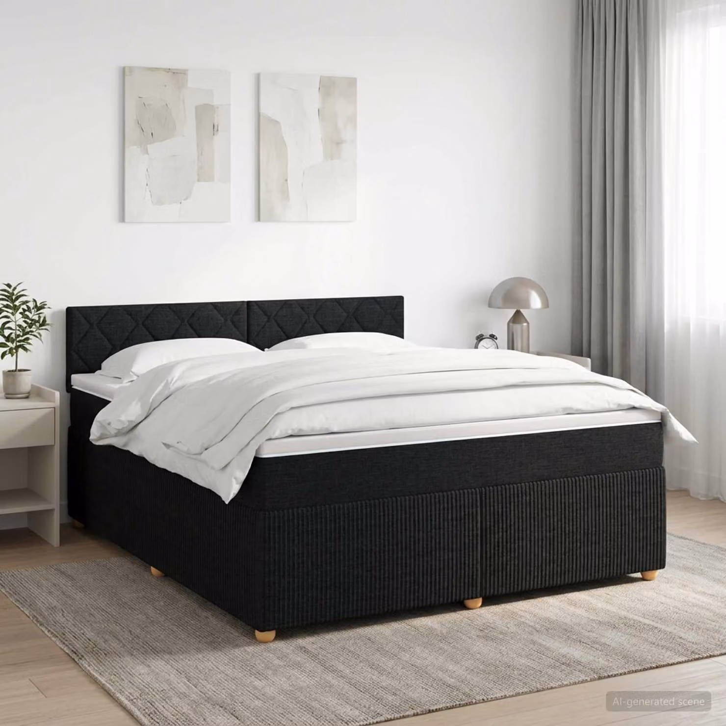 Letto box spring con materasso vidaXL in tessuto nero L/P: 180 x 200 cm