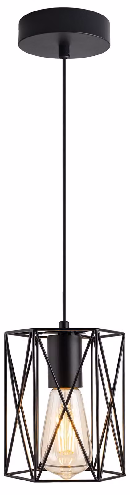 Lampada a sospensione, attacco E27, cavo da 150 cm, regolabile, colore nero, stile industriale