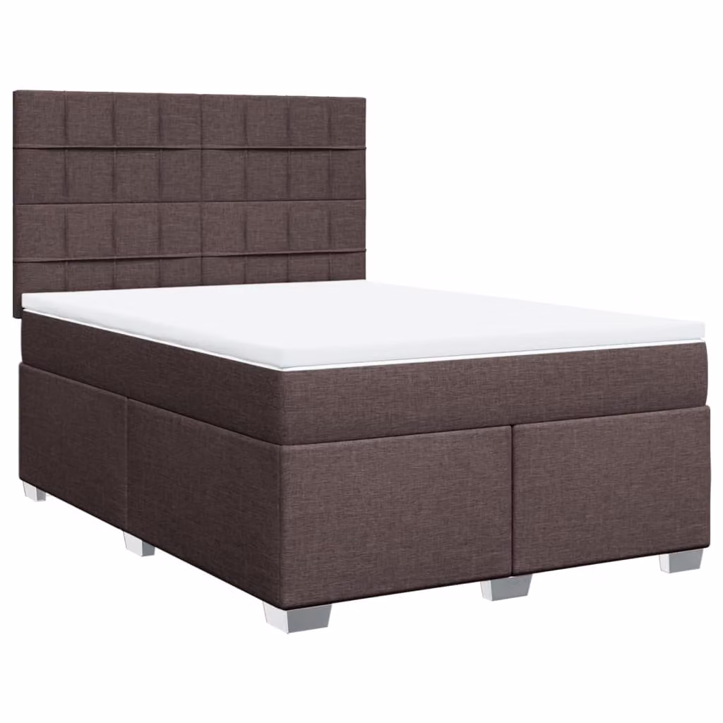 Giroletto a Molle con Materasso Marrone Scuro 140x200cm Tessuto