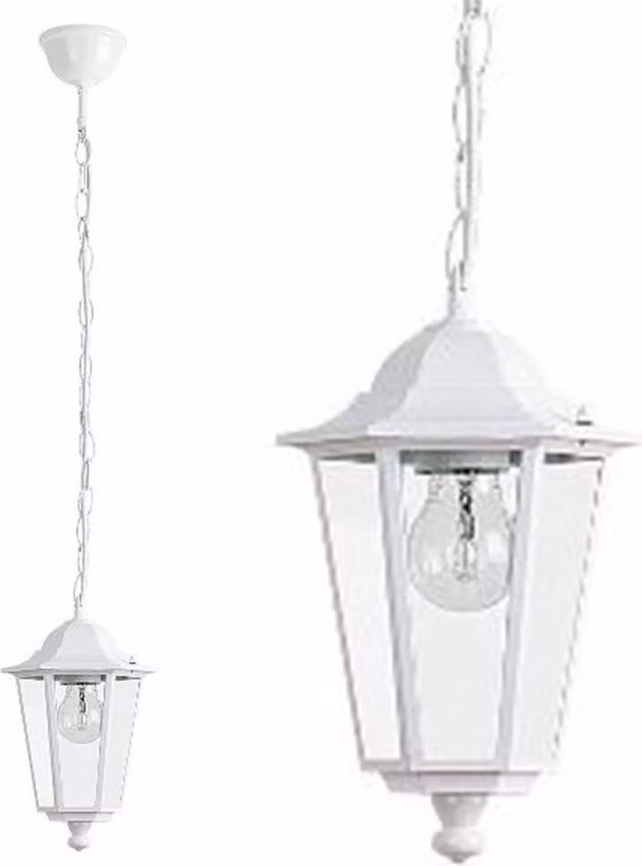 Lampada a sospensione rustica lanterna bianca E27 D:85cm IP43 VELENECE luce a sospensione esterna vetro balcone terrazza