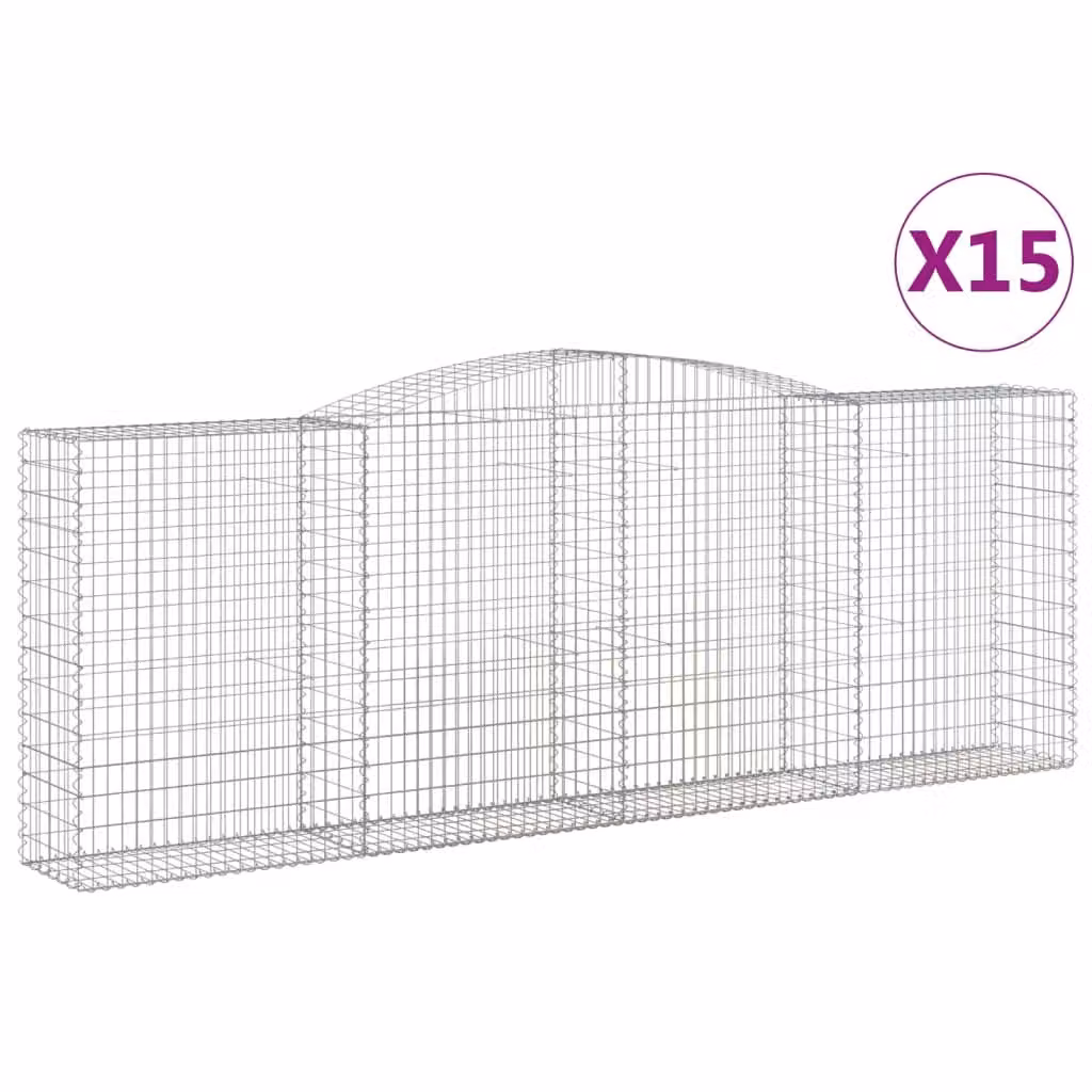 Cesti Gabbioni ad Arco 15 pz 400x50x140/160 cm Ferro Zincato