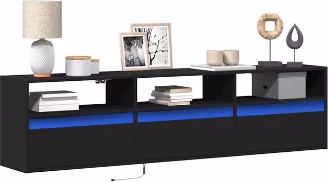 Mobile TV a parete con LED Nero 180x31x45 cm 3307941