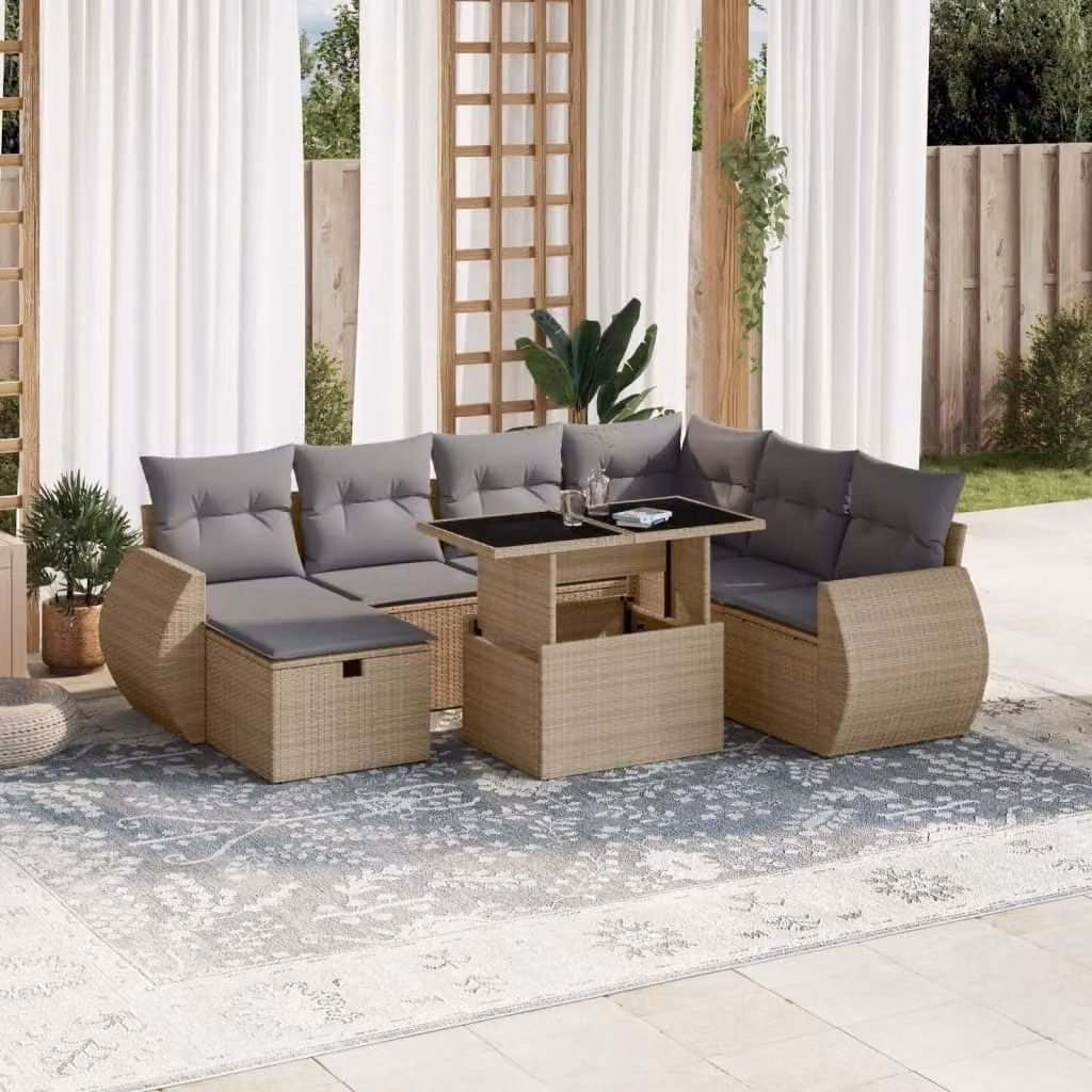 Maison Exclusive - Set Divano da Giardino 8 pz con Cuscini Beige in Polyrattan