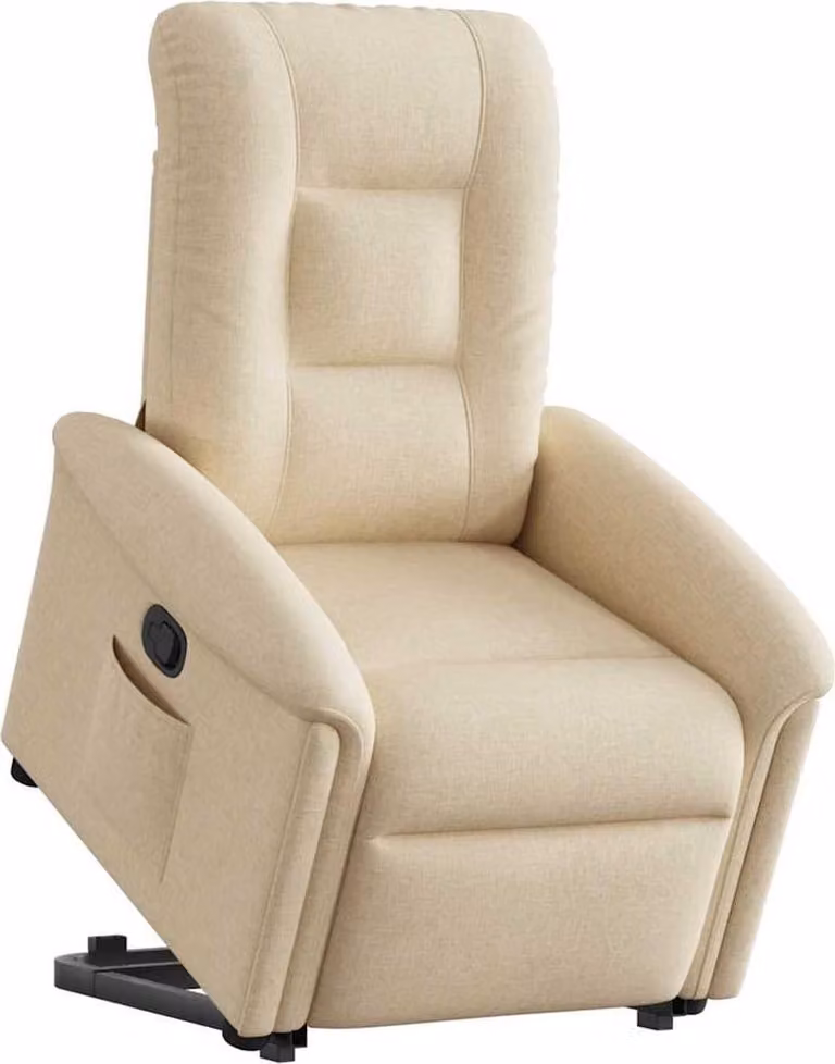 Poltrona relax con ausilio stand-up in tessuto crema