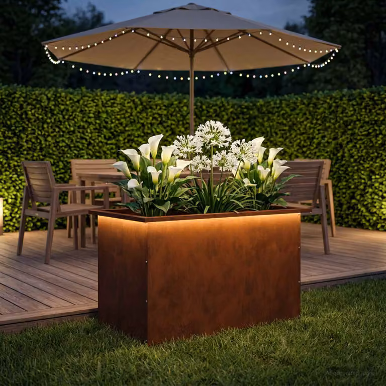 vidaXL Fioriera da giardino con LED Ruggine 50 x 80 x 48 cm