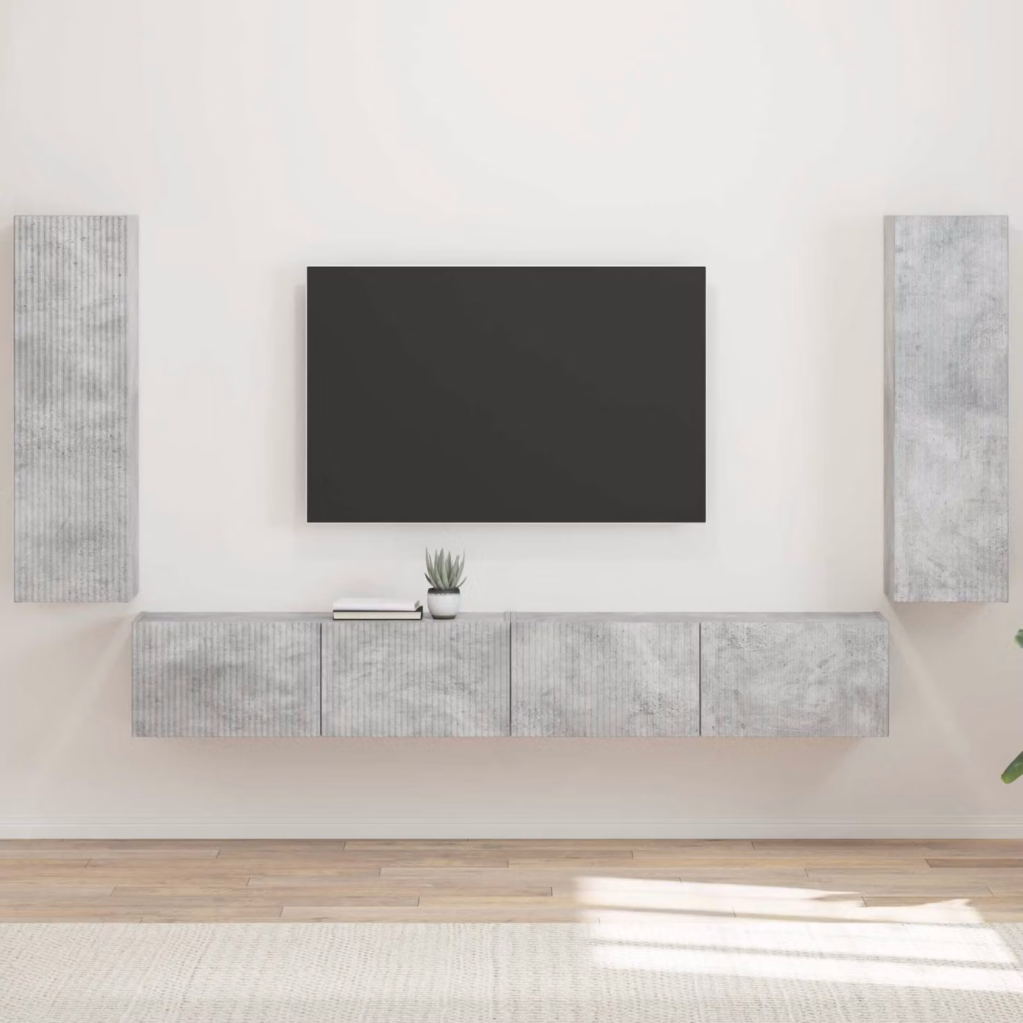 Set di 4 pezzi di mobiletti da TV da parete moderni vidaXL in legno e MDF, colore grigio opaco – 1