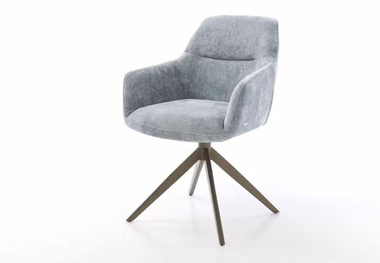 DELIFE Sedia girevole Pejo-Flex, rivestita in velluto color pastello, struttura a croce, finitura effetto titanio, rotazione a 360°, imbottitura a molle insacchettate
