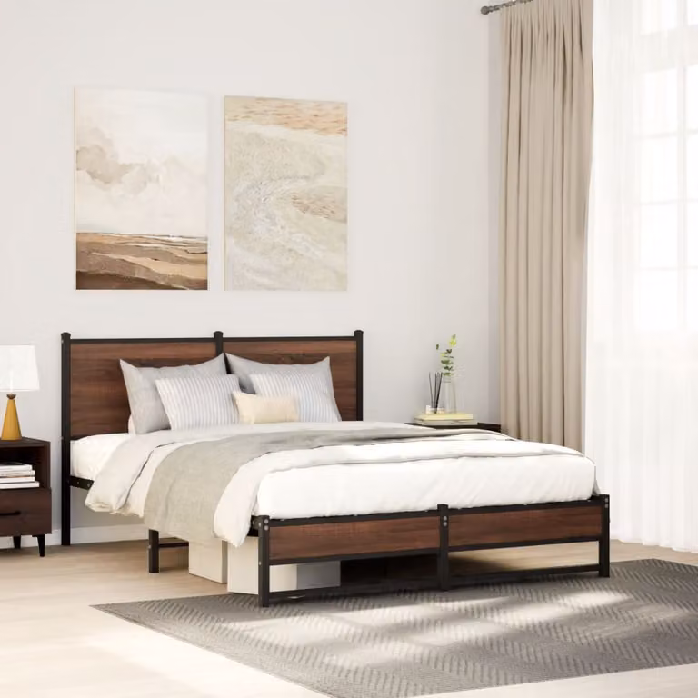 vidaXL Giroletto in Metallo Marrone Rovere L/P: 150 x 200 cm