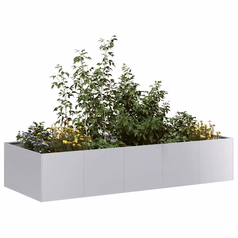 Fioriera vidaXL in acciaio zincato grigio L: 200 cm, P: 80 cm, H: 40 cm