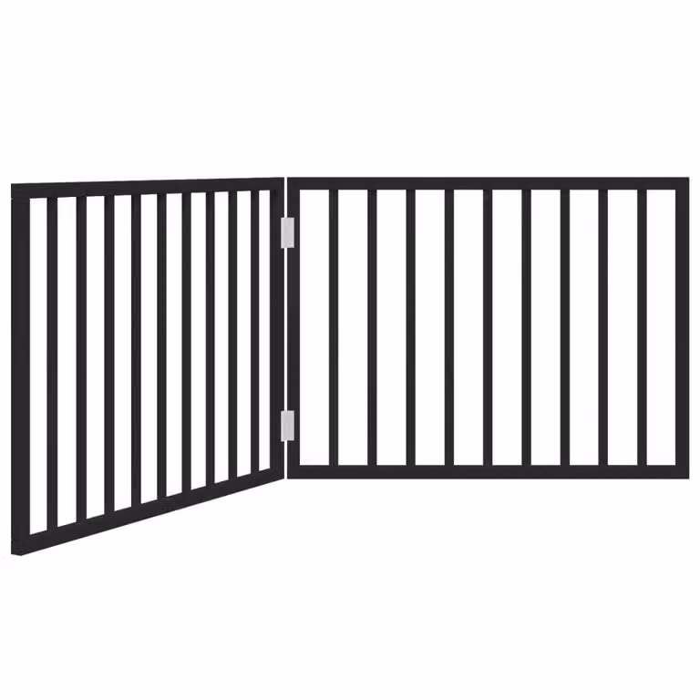 Cancelletto per cani pieghevole 2 pannelli nero 160 cm in legno di pioppo
