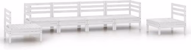 Set Divani da Giardino 6 pz | Set Salotto da Giardino Bianco in Legno Massello di Pino