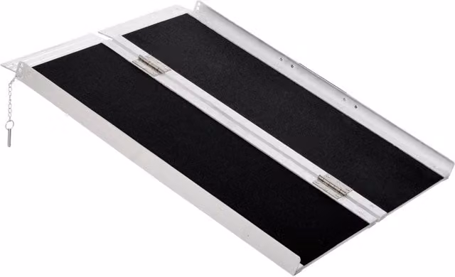 Rampa pieghevole Weimin in alluminio per sedie a rotelle e deambulatori con maniglia di trasporto, portata 270 kg, nera, L: 93 cm, P: 73 cm, H: 5 cm – 1