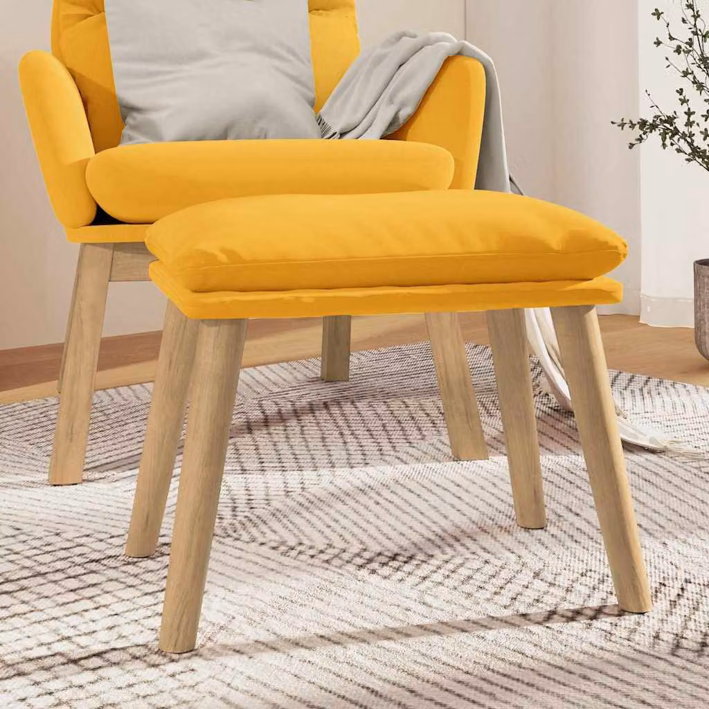 Poggiapiedi vidaXL in velluto giallo, L 45 x P 29,5 x H 35 cm