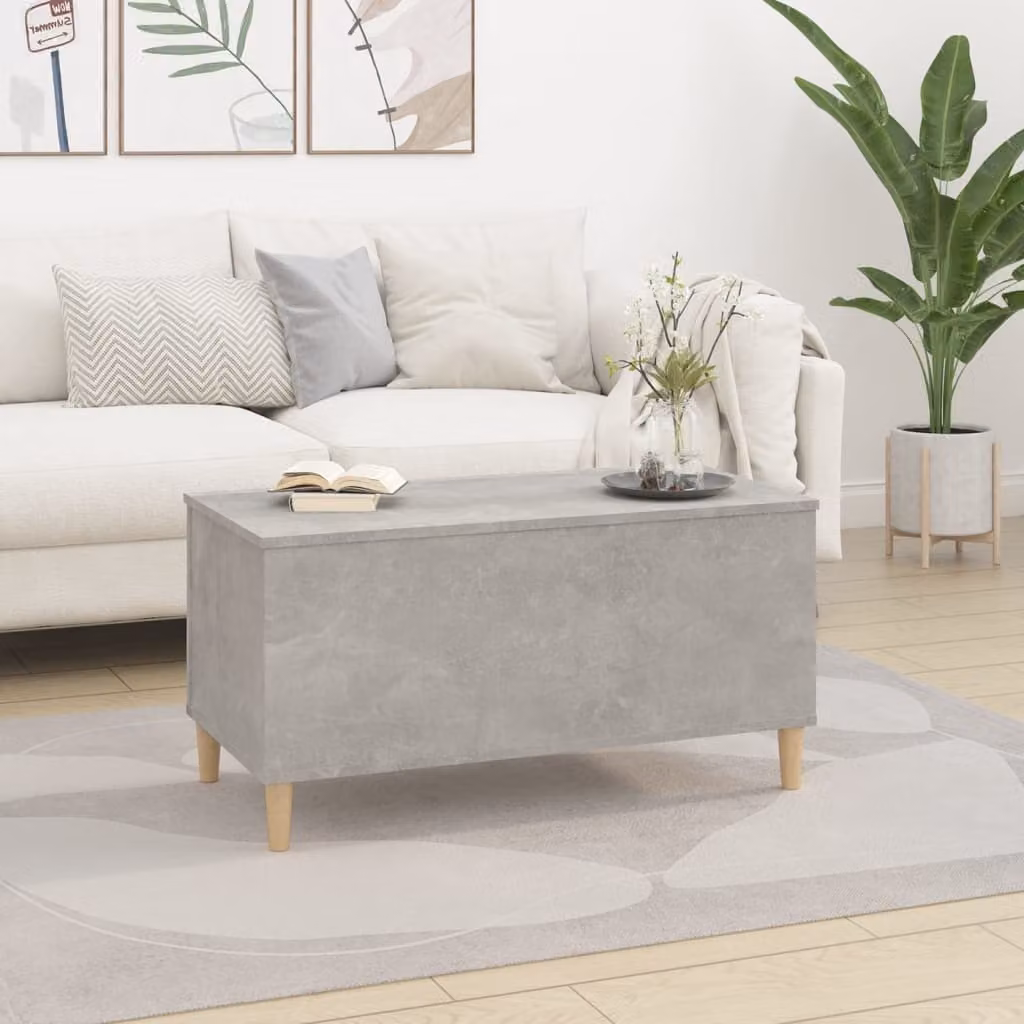 The Living Store tavolino in cemento grigio 90x44,5x45 cm materiale a base di legno