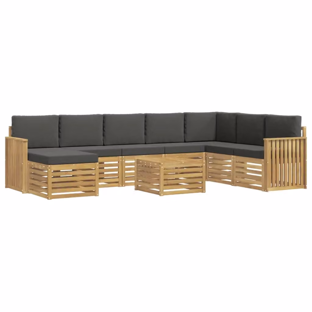 Set di divani da giardino a forma di L vidaXL in legno di acacia massello con cuscini grigi – 2