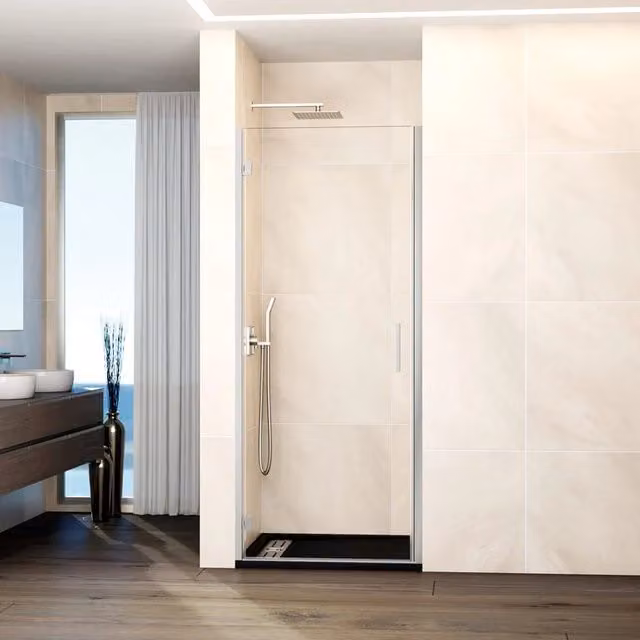 Box doccia frontale GLASS 1 porta battente 75 cm (70,7-75,2) nichel trasparente