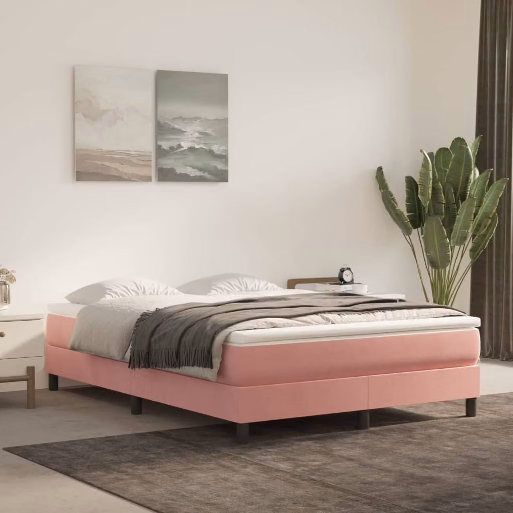 Maison Exclusive - Struttura Letto a Rete a Molle Rosa 140x200 cm in Velluto