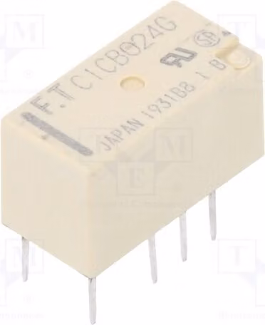 1x Relè: elettromagnetico, 0,3A/125VAC. Bobina: 24VDC, 2A. Modello: FTR-C1CB024G. Elettrico